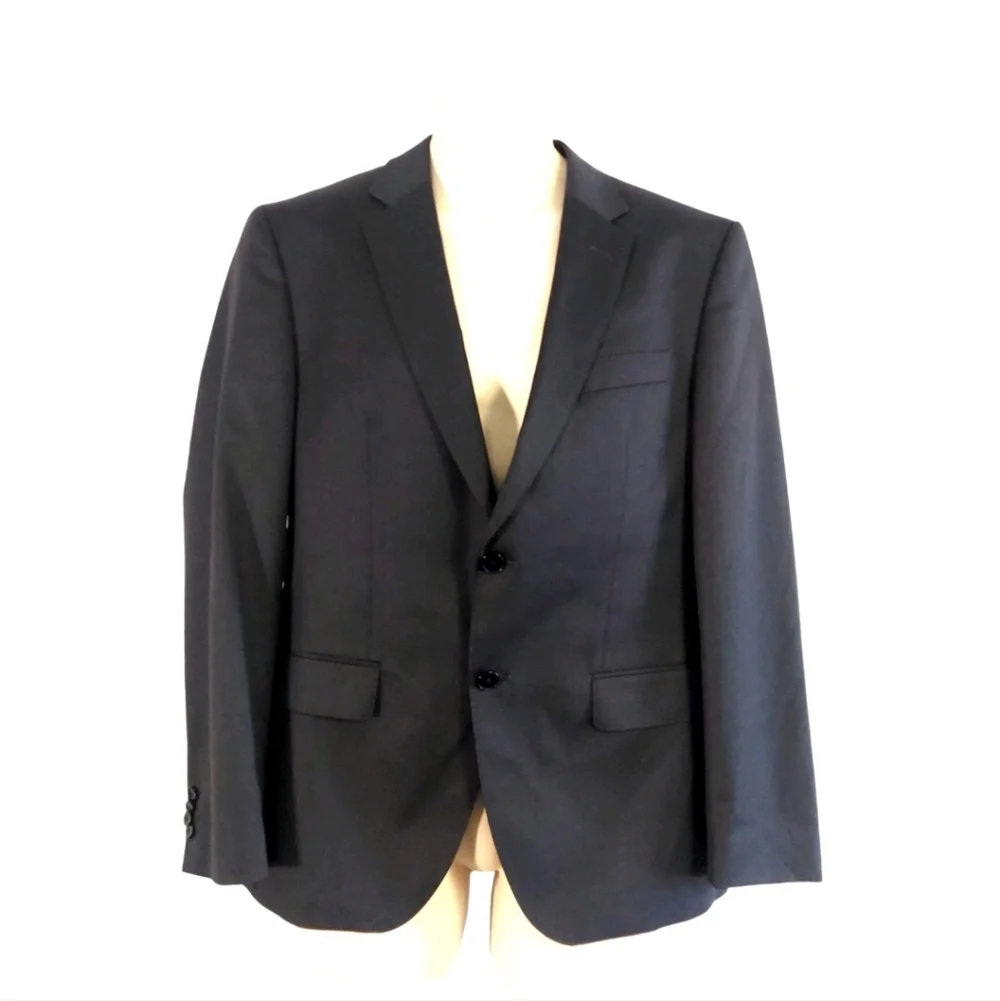 Hugo Boss Mens Blazer Size 40 Regular Charcoal Virgin Wool H Huge 214 Slim Fit